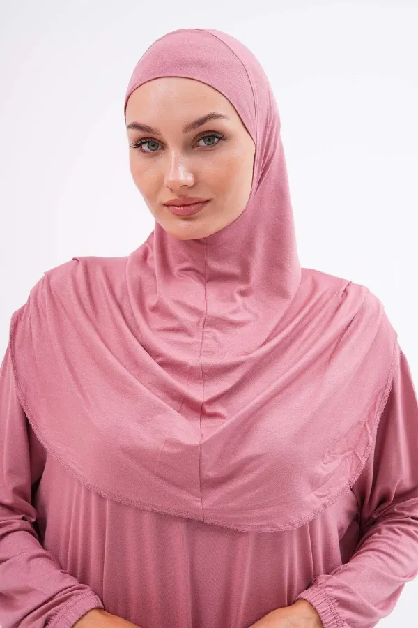 Pamuklu Çantalı Namaz Elbisesi Bilekleri Lastikli Tesettür Elbise