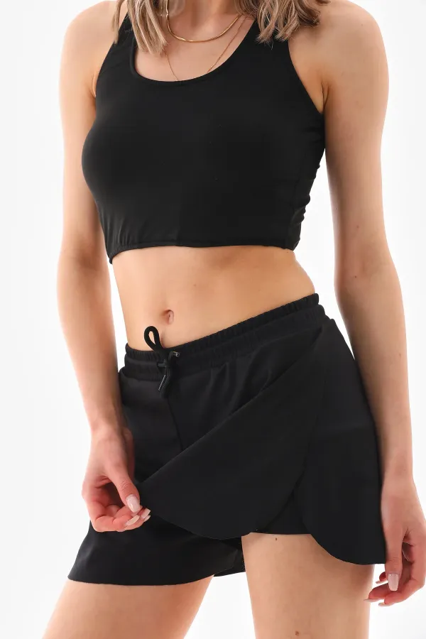 Siyah Çift Kat Taytlı Spor Şort