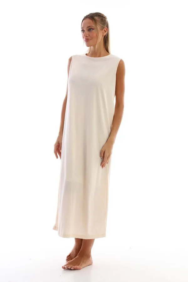 Jupon beige sans manches, doublure, sous-jupe