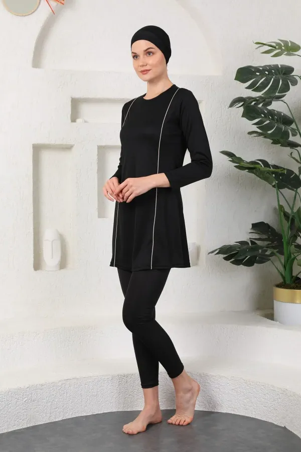 Maillot de bain hijab noir couvrant entièrement