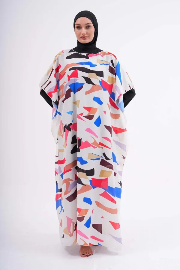 MODEST SWIMSUIT WITH PATTERNED PAREO