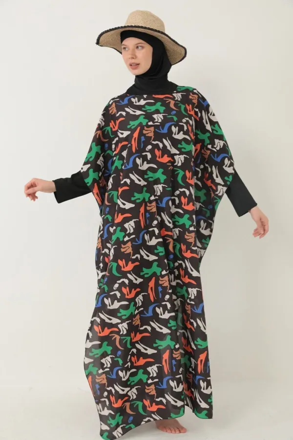 TESETTÜR MAYO ÜZERİNE DESENLİ PAREO