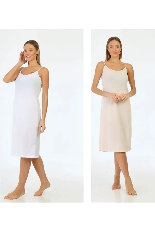 Ayarlanabilir Ip Askılı Uzun Elbise Astarı Jüpon