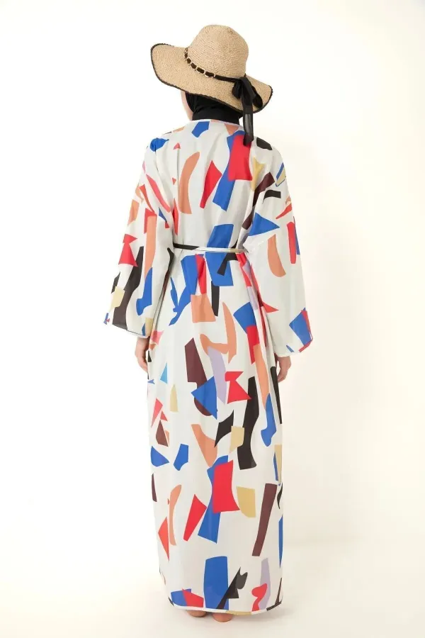 Pareolu Tam Kapalı Tesettür Mayo Likralı Kumaş