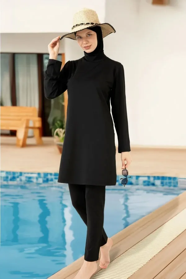 Paréo, maillot de bain hijab couvrant entièrement, en tissu Lycra