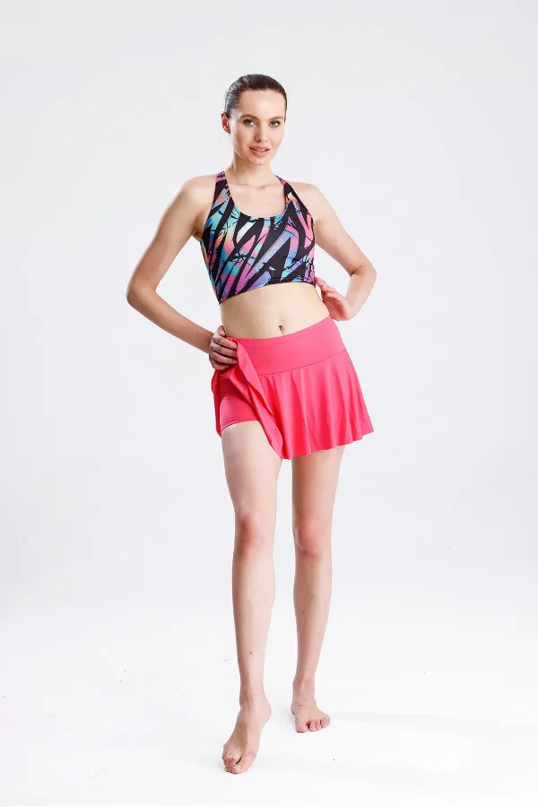 İkili Takım Şort Etekli Crop Mayo