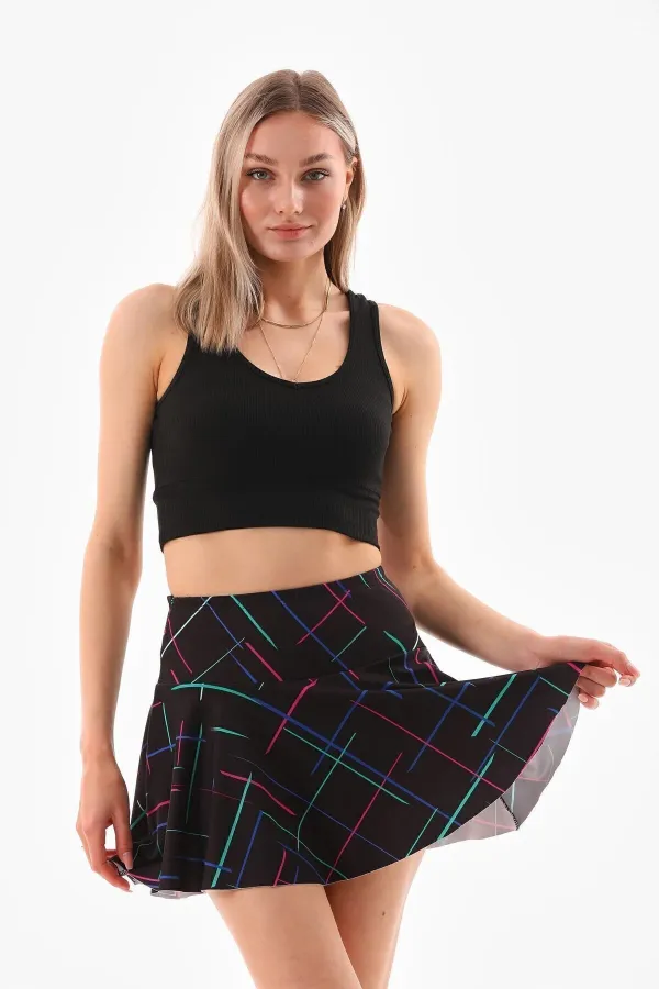 İkili Takım Şort Etekli Crop Mayo Işık