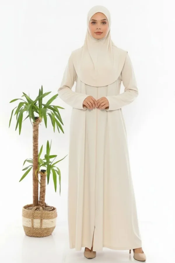 One-Piece Prayer Dress with Zipper, Non-Slip, Cream