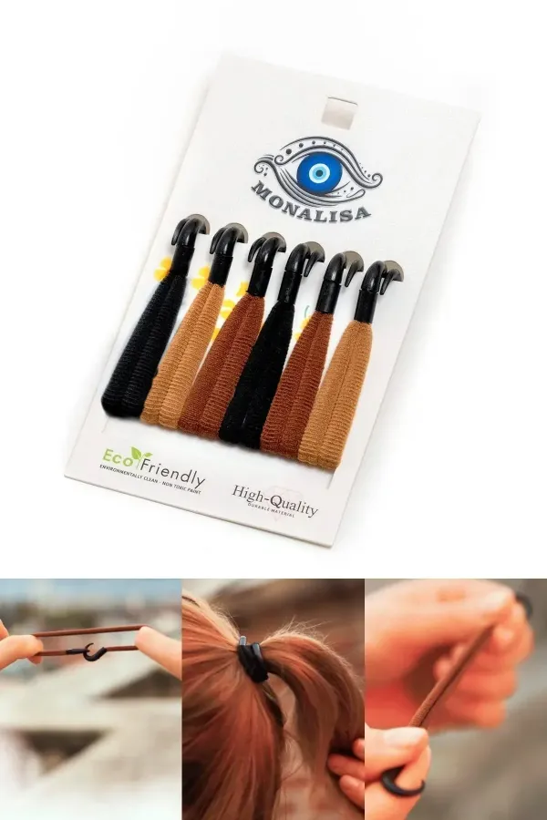 Lot de 6 pinces à cheveux élastiques à crochet en plastique