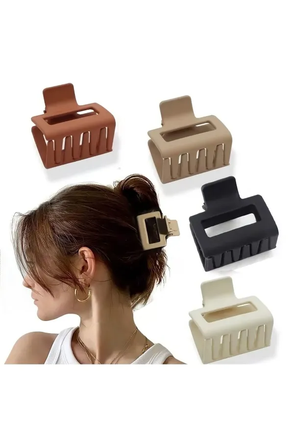 Ensemble de 4 boucles à loquet marron pour femme