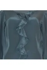 Saf İpek Bluz - Antrasit