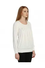 Uzun Kollu Tişört - Ekru