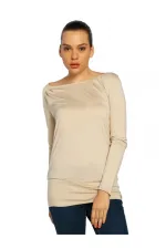 Geniş Yaka Bluz - Taş