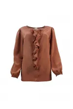 Saf İpek Bluz - Taba