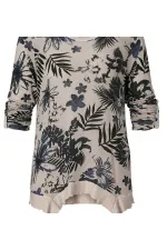 Baskılı Bluz - Bej