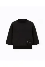 Batwing Sleeve Sweatshirt - Black