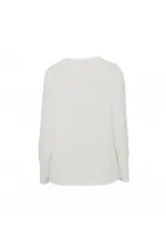 Long Sleeve Shiny Embroidered T-Shirt - White