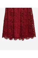 Dantelli Elbise - Kırmızı