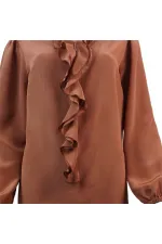 Saf İpek Bluz - Taba