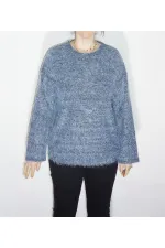 Yuvarlak Yaka Kazak - Mavi