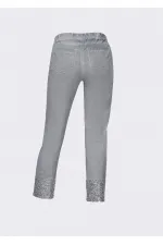 Payetli Pantolon - Gri