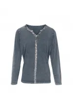 Payetli Bluz - Gri