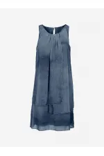 Şifon Elbise - Mavi