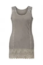 Dantelli Payetli Bluz - Gri