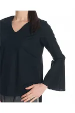 Kolları Volan Bluz - Siyah