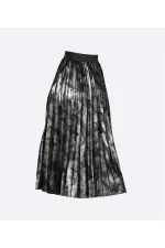 Pilili Metalik Etek - Siyah