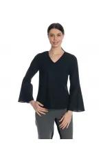 Kolları Volan Bluz - Siyah