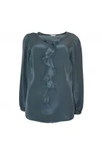 Saf İpek Bluz - Antrasit