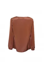 Saf İpek Bluz - Taba