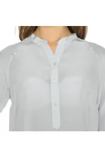 Saf İpek Bluz - Gümüş