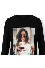 Baskılı Elbise - Siyah