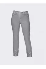 Payetli Pantolon - Gri