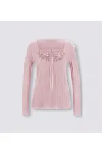 T-shirt brodé - Rose