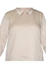 Saten Gömlek ve Pantolon Takım - Kum