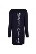 Baskılı Uzun Tişört - Lacivert