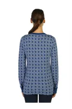 Uzun Kollu baskılı Tişört - Royal