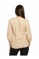 Batik Dantelli Tişört - Kum