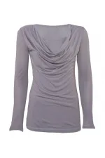 Degaje yaka T-shirt - Taş