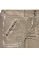 Yağlı Boya Taşlı Pantolon - Vizon