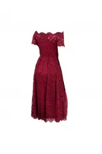 Dantelli Elbise - Kırmızı