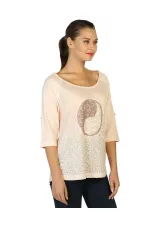 Dantelli Payetli Bluz - Kayısı