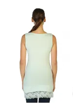 Dantelli Payetli Bluz - Nane Yeşili