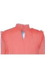 İpek Büzgülü Bluz - Narçiçeği