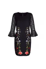 Embroidered Dress - Black