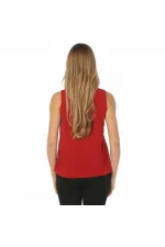 Şifon Kolsuz Bluz - Kırmızı
