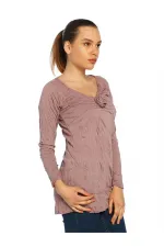 Casual Uzun Tişört - Gül Kurusu